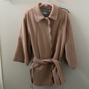 Draper James Camel Belted Wool Scalloped Coat